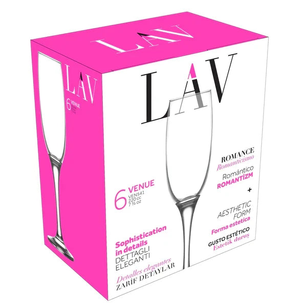Champagne Glasses 8 Oz - LAV VENUE - Set of 6