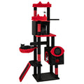 Large Gothic Cat Tree with Cat Condos and Plush Perches-Black & Red