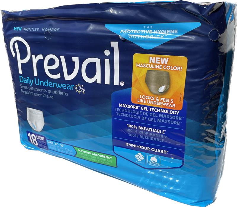 Prevail Men's Daily Underwear Maximum Absorbency, Medium & Large