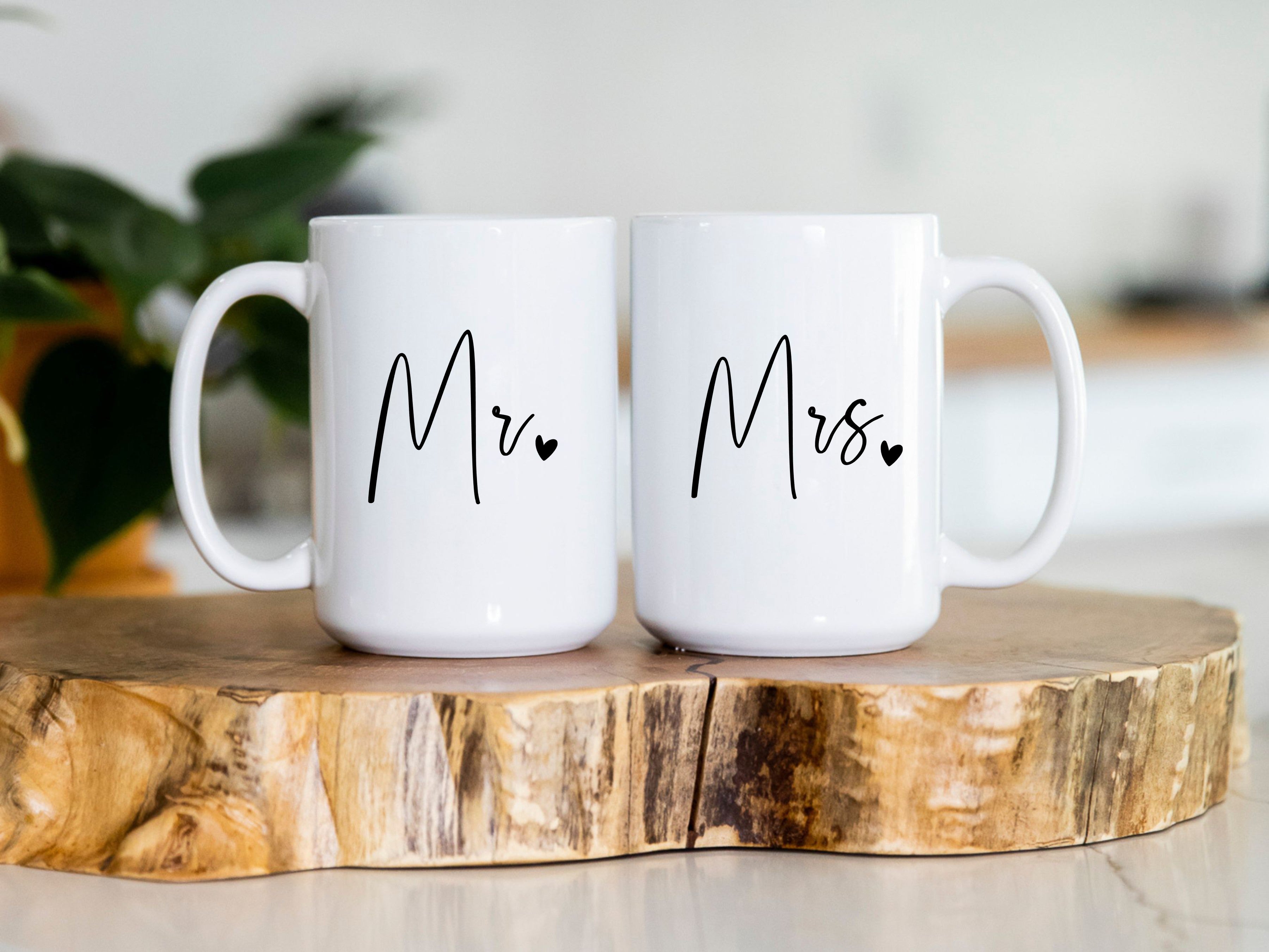 Mr & Mrs Mug Set | Wedding Gift Coffee Mugs | Couple Mug Set | Engagement Gift | Bridal Shower Gift | His and Hers Mugs | Newlywed Gift