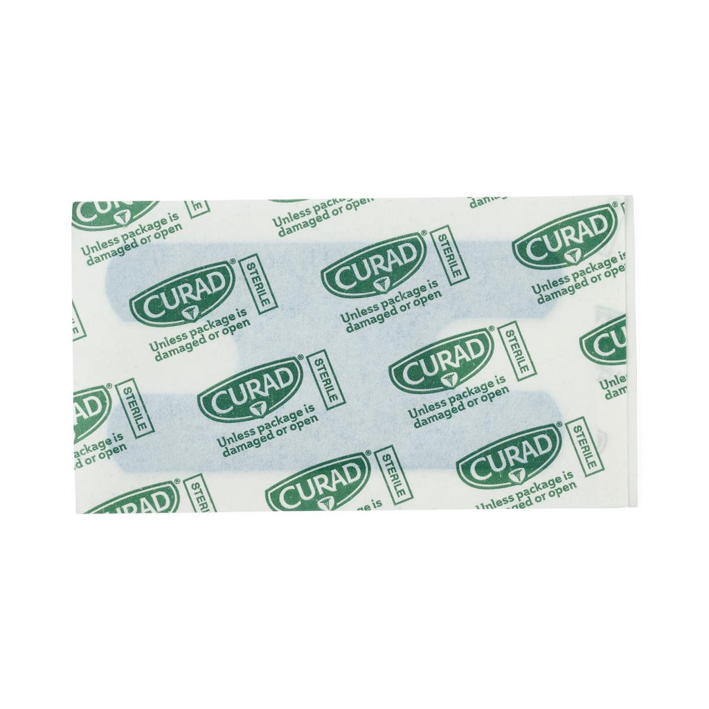 CURAD Flex Fabric Detectable Knuckle Bandage, Blue, 1 1/2" x 3", Box of 100