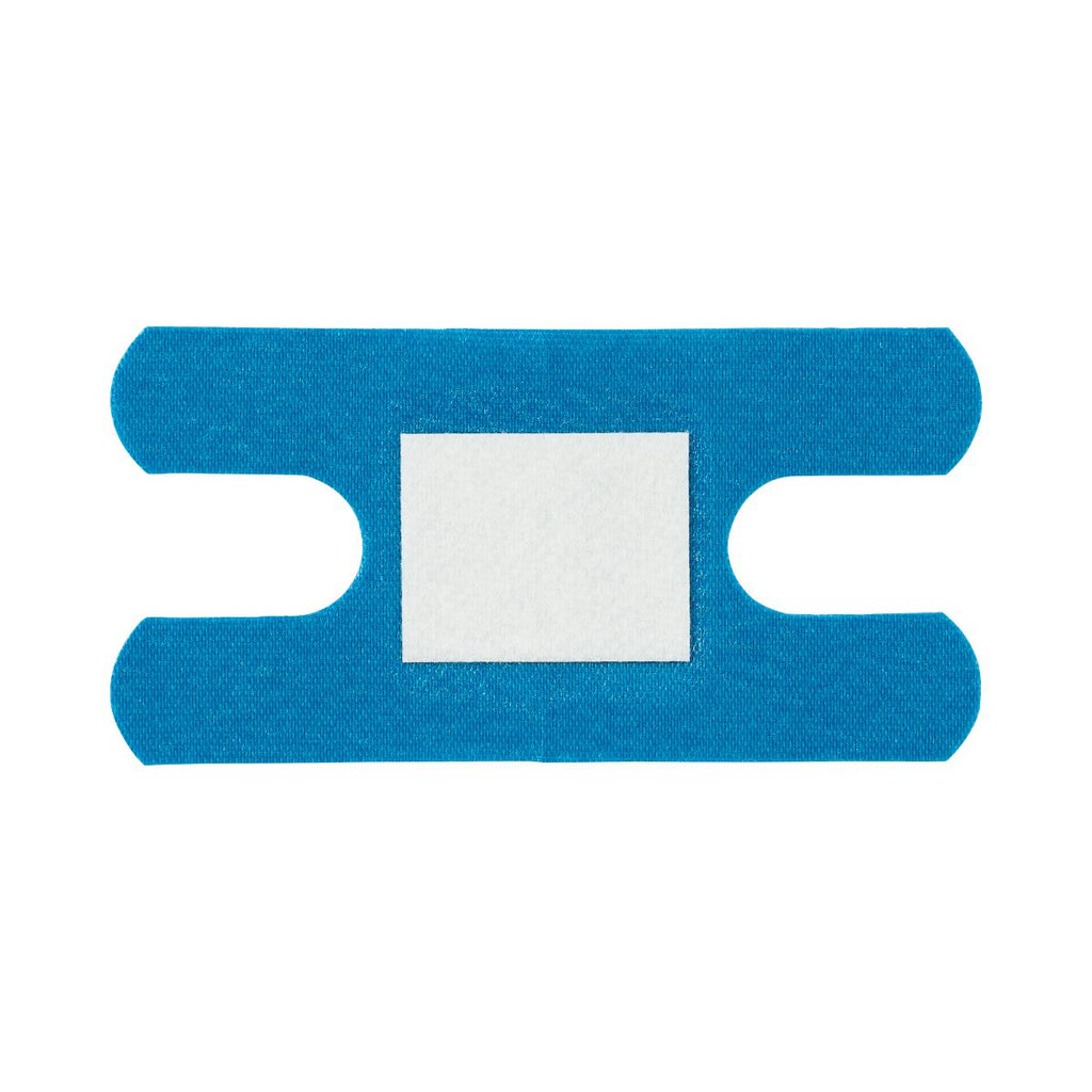 CURAD Flex Fabric Detectable Knuckle Bandage, Blue, 1 1/2" x 3", Box of 100
