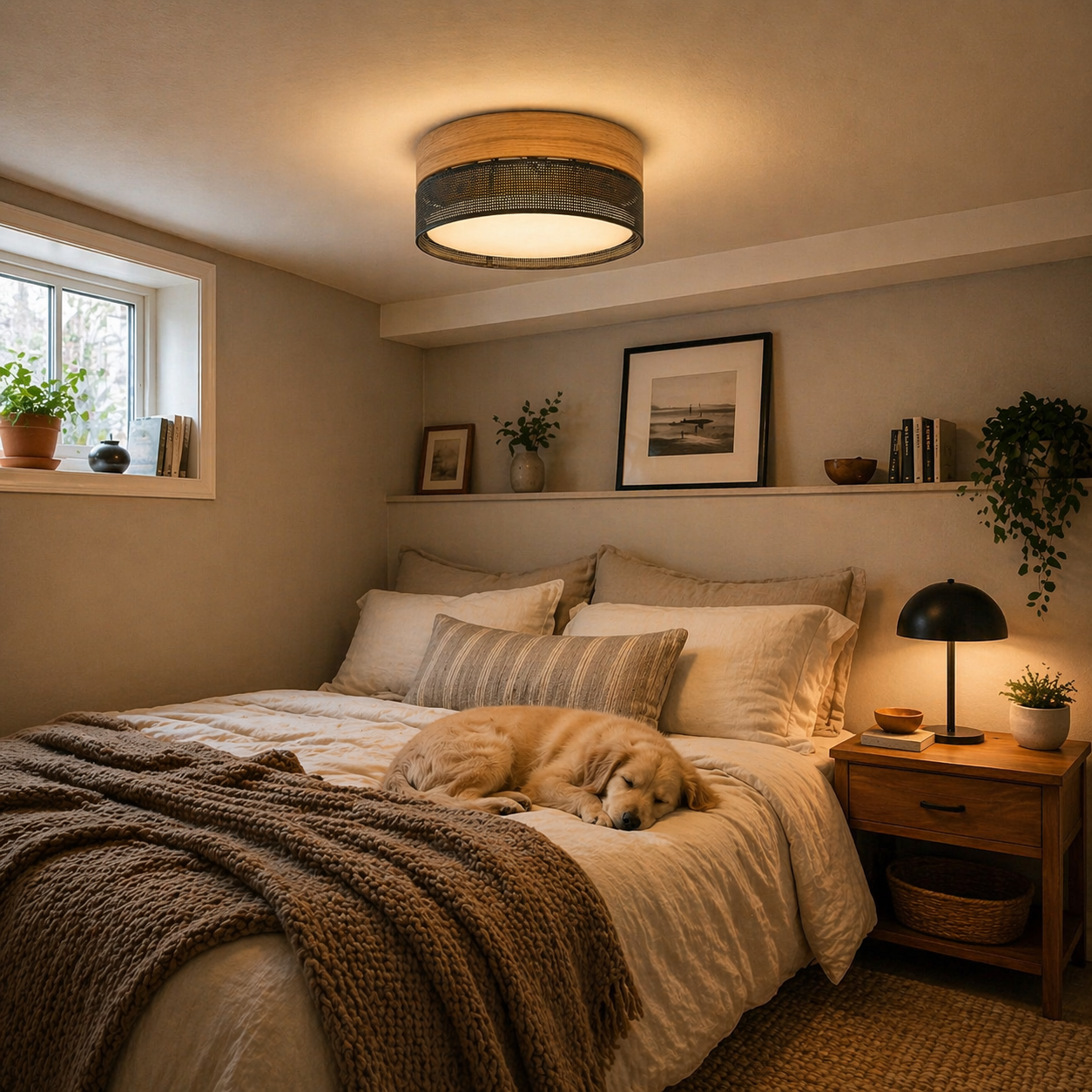 NICOL Scandinavian Flush Mount Ceiling Light for Hallway, Bedroom & Kitchen