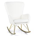 Nursery Rocking Chair with Curved Backrest and Armrests-White