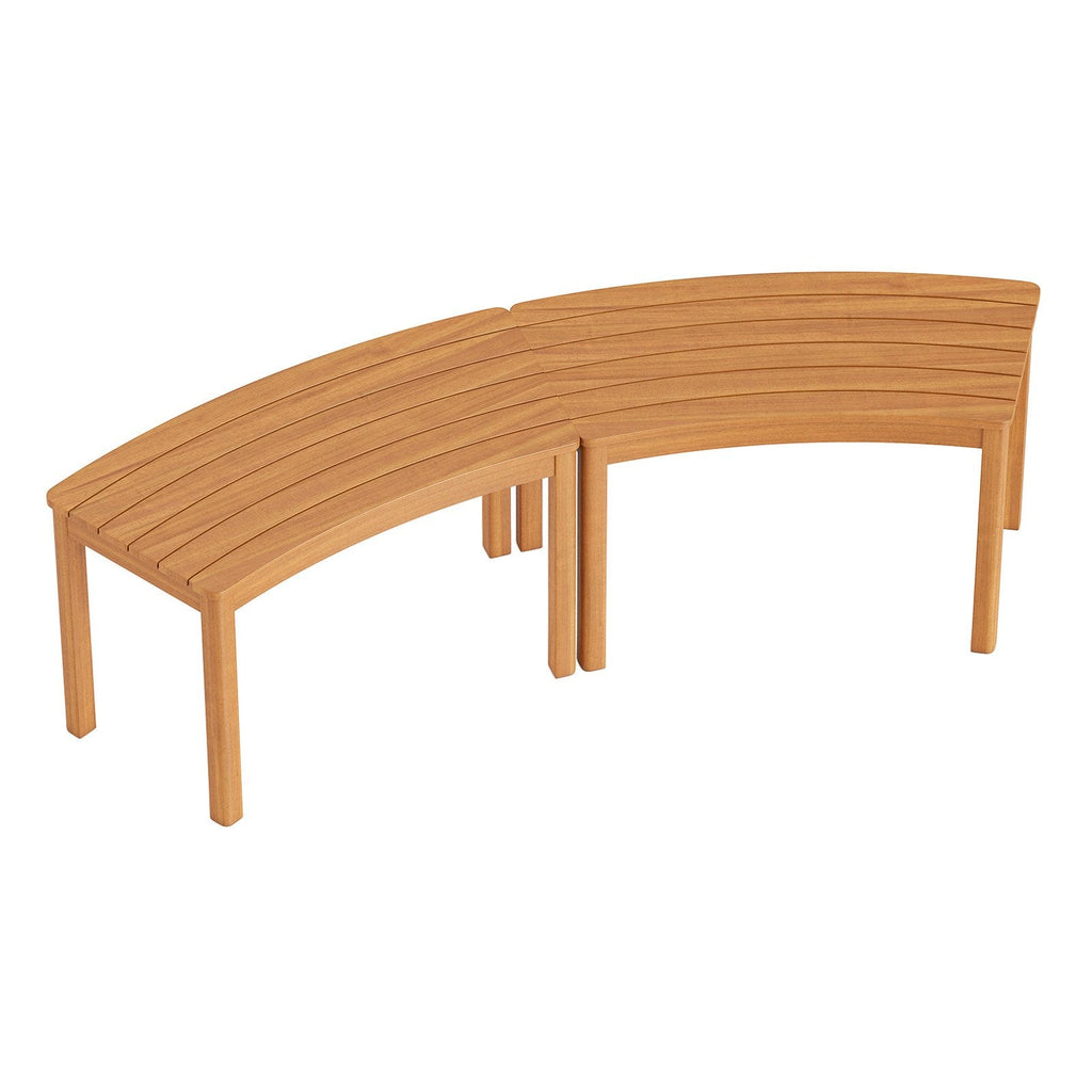 Outdoor Curved Acacia  Wood Bench Set of 2/3/4 for Front Porch-4