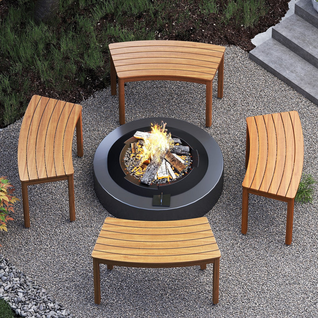 Outdoor Curved Acacia  Wood Bench Set of 2/3/4 for Front Porch-4