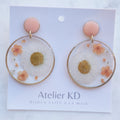 Boucles d'oreilles duo orange et blanc - rond (xl)