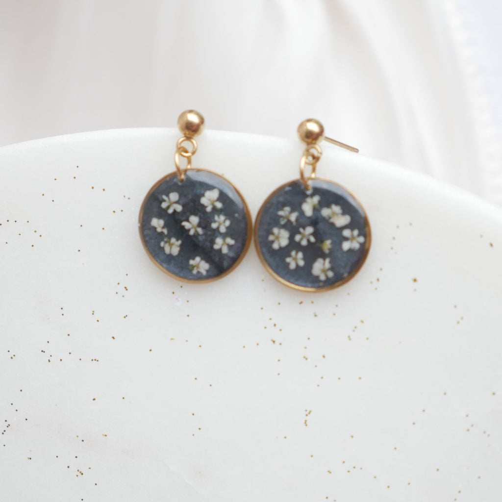 Boucles d'oreilles Céleste - fleurs de carottes- rond 16mm