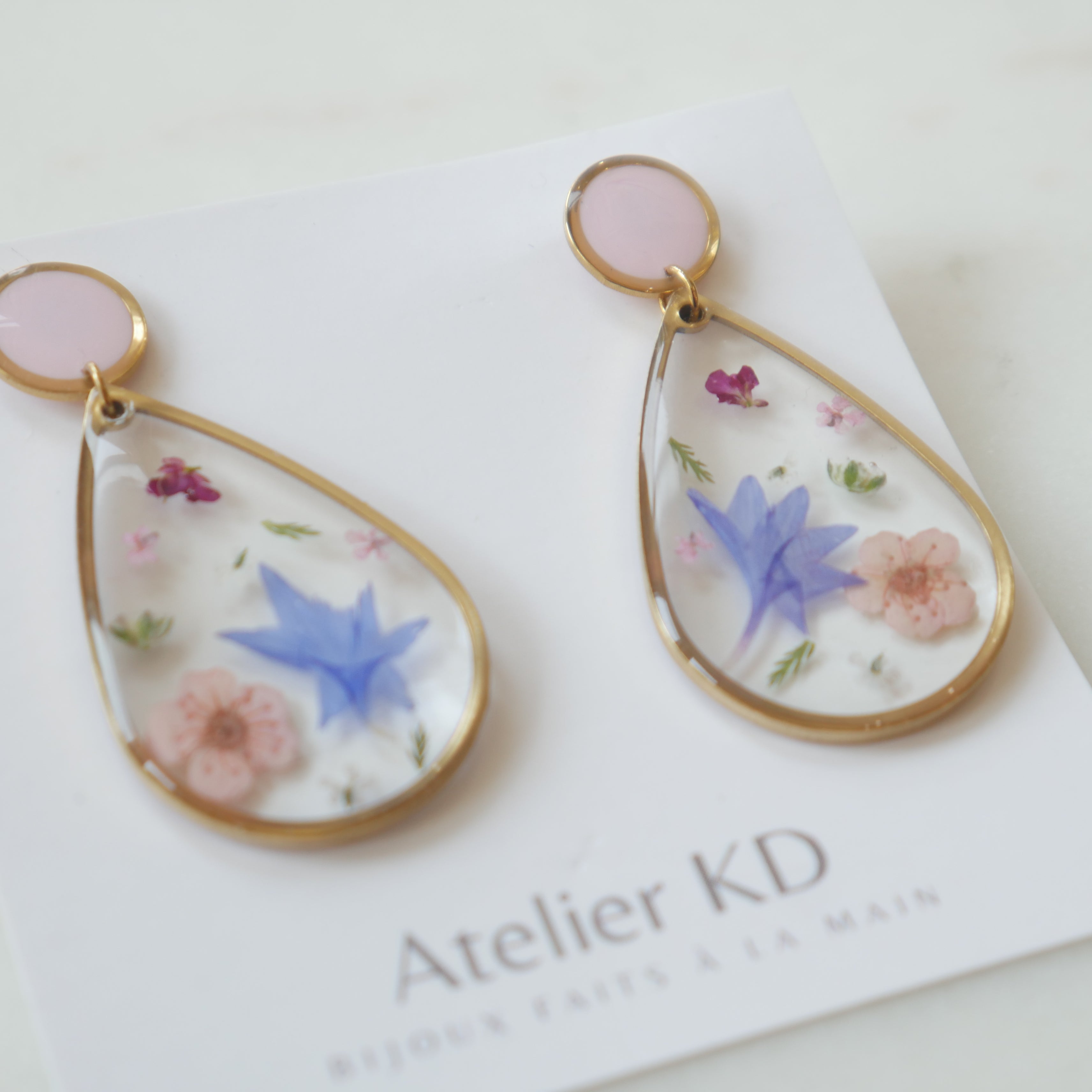 Boucles d'oreilles duo printemps Maia - goutte (XL 32mm)