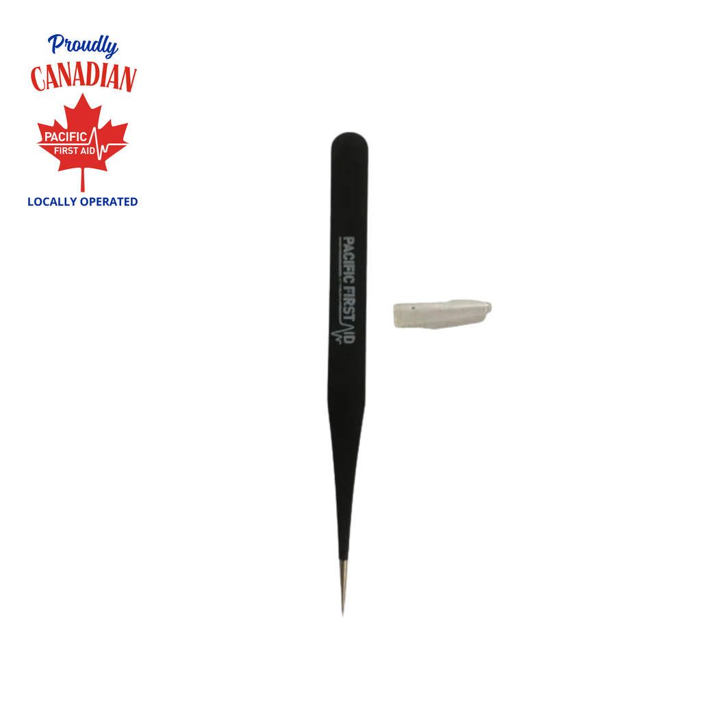 Black Splinter Forceps Fine Point 12.5cm