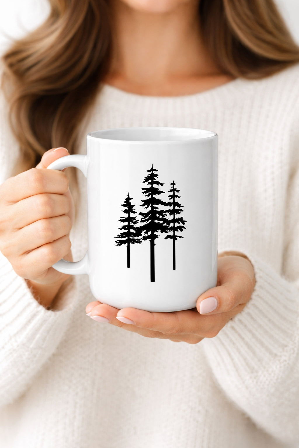Minimalist Pine Tree Mug — Rustic Cabin Forest Coffee Cup