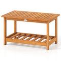 Patio Acacia Wood Coffee Table 2-Tier Rectangular Center Table