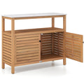 Patio Wood Storage Cabinet Outdoor Acacia Wood Buffet Cabinet