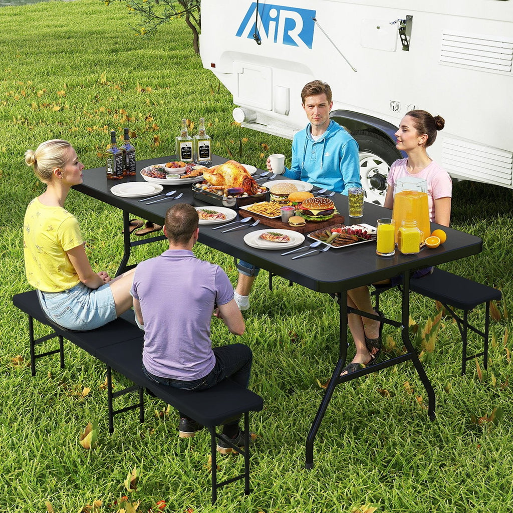 Portable Folding Camping Table with Carrying Handle-Black