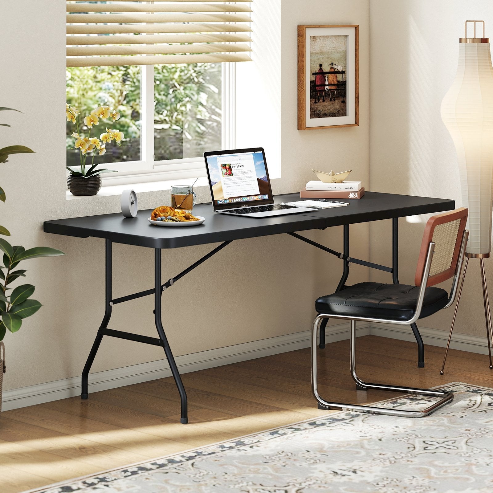 Portable Folding Camping Table with Carrying Handle-Black