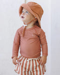 Boys Swim Short | Retro Poppy Stripe | Quincy Mae