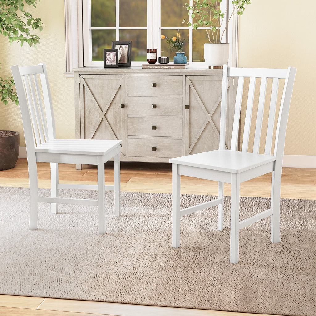 Rustic Dining Chairs Set of 2 Wooden Kitchen Chairs with Slat Tilt Backrest-black