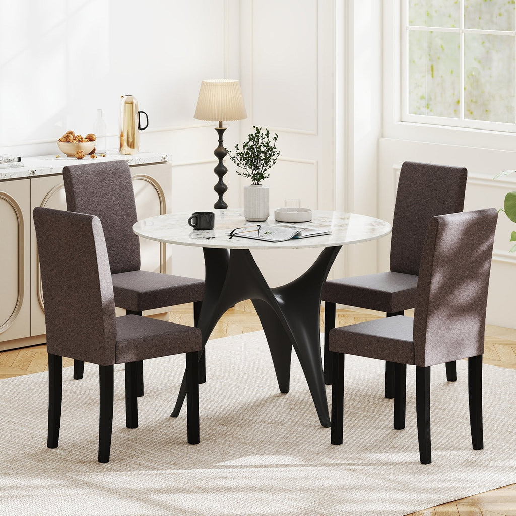 Set of 2 Dining Chair Mid-Century Modern Fabric Upholstered Parson Chairs-Beige