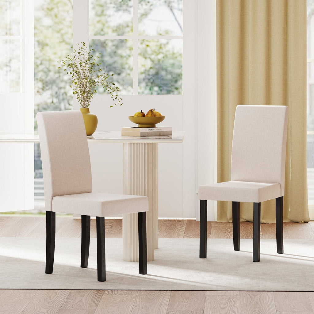 Set of 2 Dining Chair Mid-Century Modern Fabric Upholstered Parson Chairs-Beige