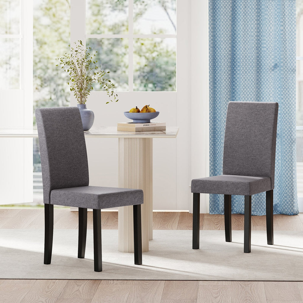 Set of 2 Dining Chair Mid-Century Modern Fabric Upholstered Parson Chairs-Beige