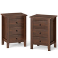 Set of 2 Nightstand End Beside Table Drawers-Black