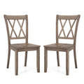 Set of 2 Wooden Dining Chairs Mid Century Farmhouse Retro Kitchen Chairs-Brown