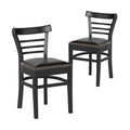 Set of 2 Wooden Dining Chair with Rubber Wood Legs for Restaurant-Black