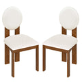 Sherpa Dining Chairs Set of 2 with Rubber Wood Legs for Living Room Restaurant-White