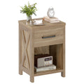 Sofa Side Table with Drawer and Shelf-Antique Brush White