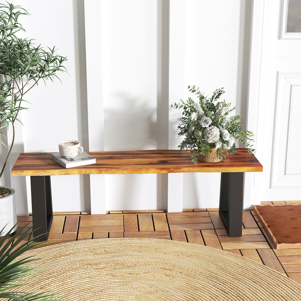 Solid Acacia Wood Patio Bench Dining Bench Seating Bench