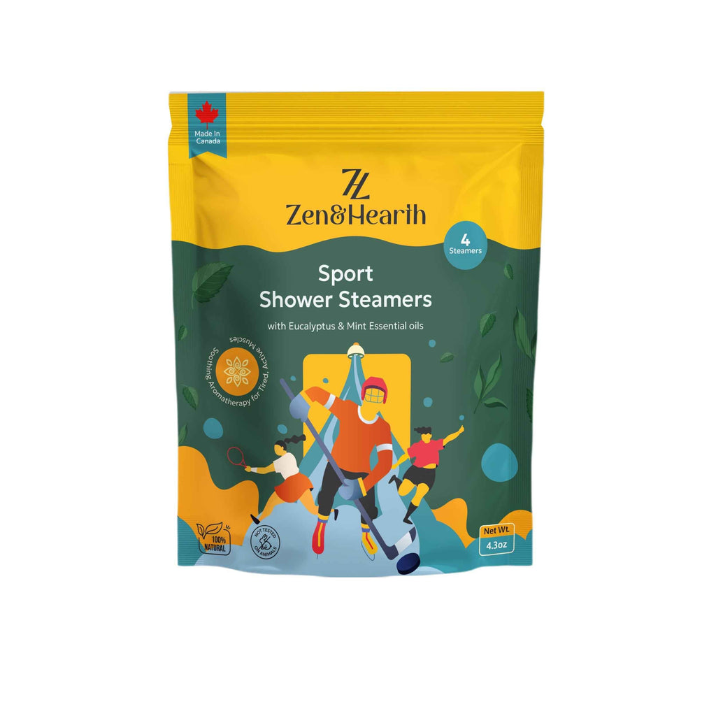 Zen & Hearth Sport Shower Steamers – Post-Workout Recovery & Clearing Breath Aromatherapy with Eucalyptus, Mint & Menthol for Athletes & Active Lifestyles – Made in Canada