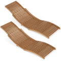Teak Wood Patio Folding Chaise Lounge Chair with Slatted Seat-2