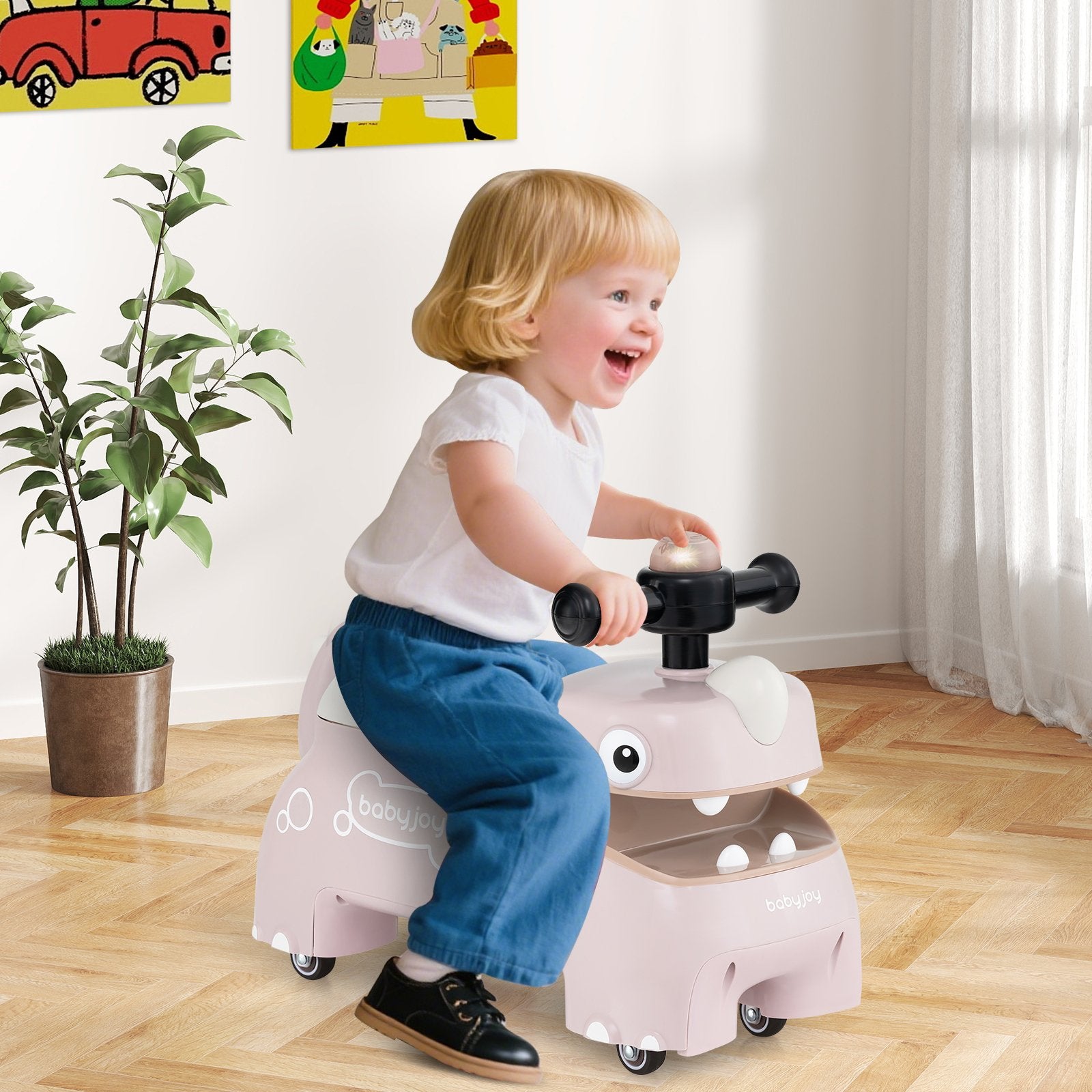 Toddler Ride on Toy Walking Sliding Car with Lights and Music-Green