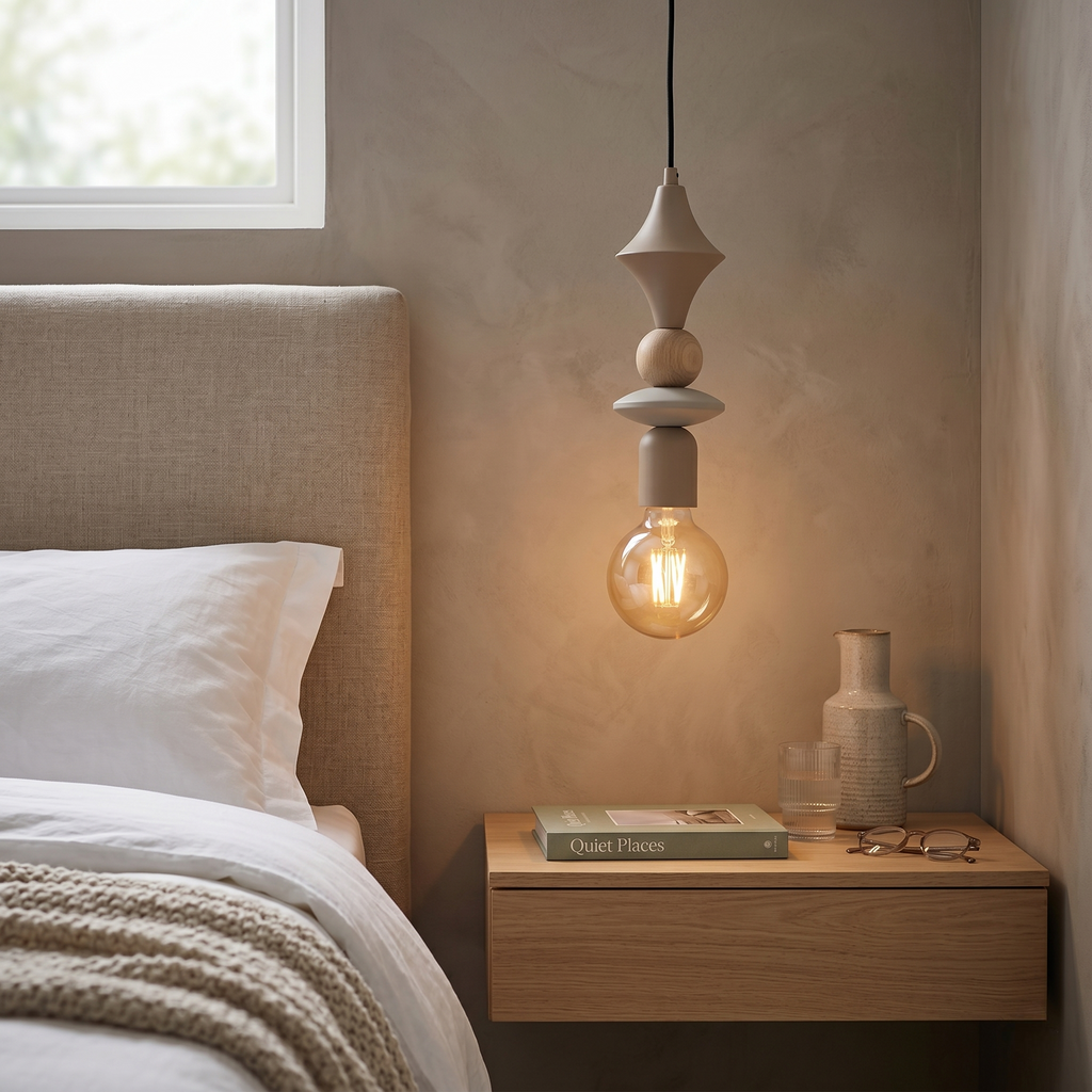 TOWER Wood Pendant Light for Kitchen Island, Bedside & Reading Nook