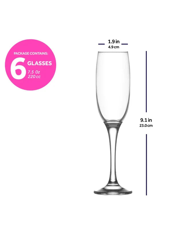 Champagne Glasses 8 Oz - LAV VENUE - Set of 6