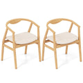 Wooden Bamboo Accent Chair with Armrest and Curved Backrest-Natural