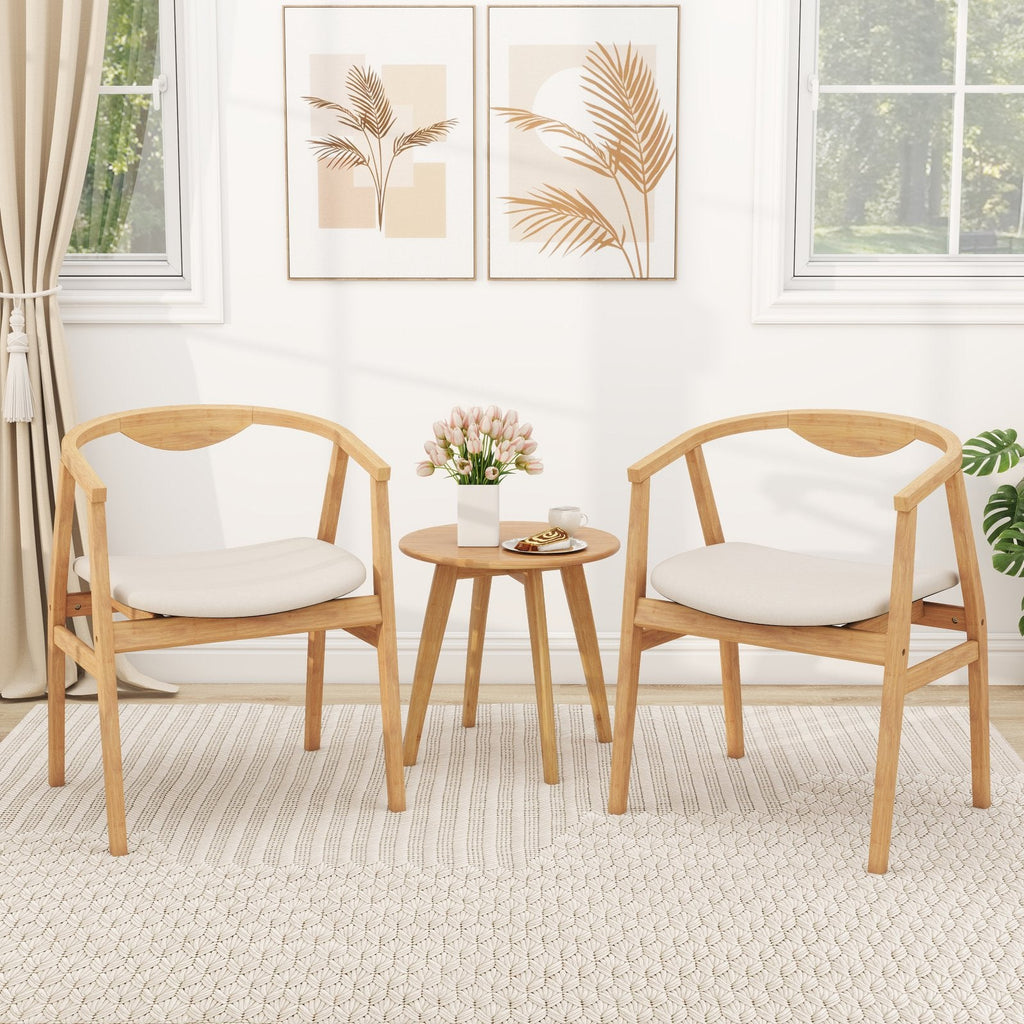 Wooden Bamboo Accent Chair with Armrest and Curved Backrest-Natural