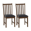 Wooden Dining Chair Set of 2 with Rubber Wood Frame and Padded Seat-Brown