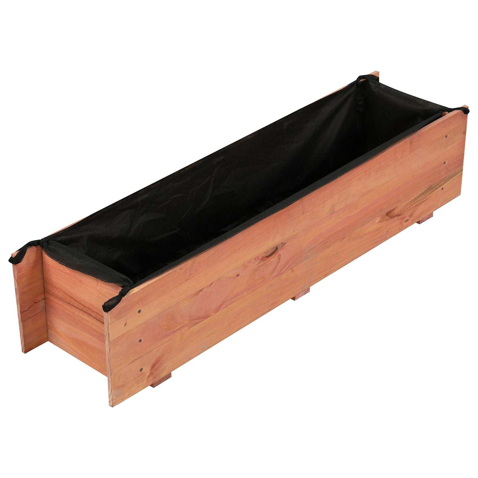 Wooden Raised Garden Bed with Drainage Holes and Liner Elevated Rectangular Planter Box-Orange