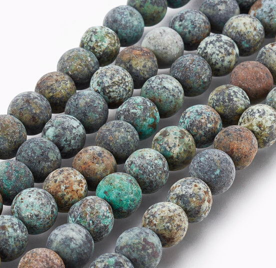 African Turquoise Frosted Gemstone Bead