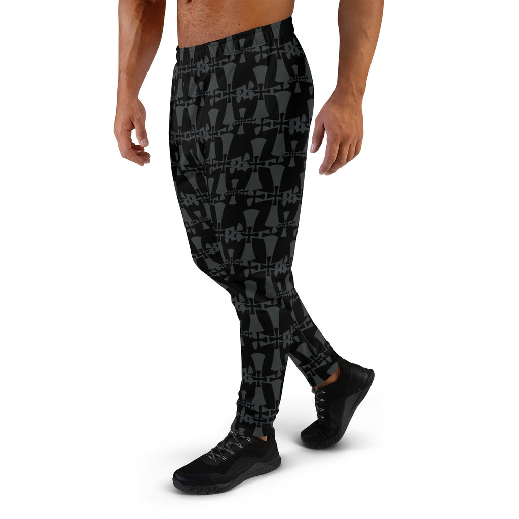 Men's Premium Recycled Fleece Black-Gray Joggers-Allover 3 Crusaders Print