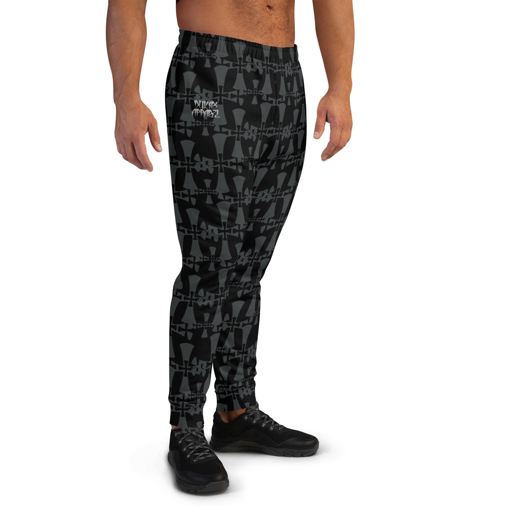 Men's Premium Recycled Fleece Black-Gray Joggers-Allover 3 Crusaders Print