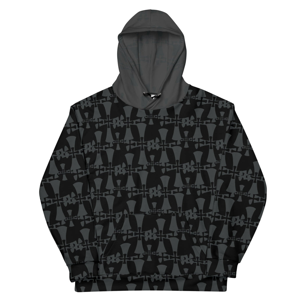 Men's Recycled Premium Black-Gray Hoodie-Allover 3 crusader print