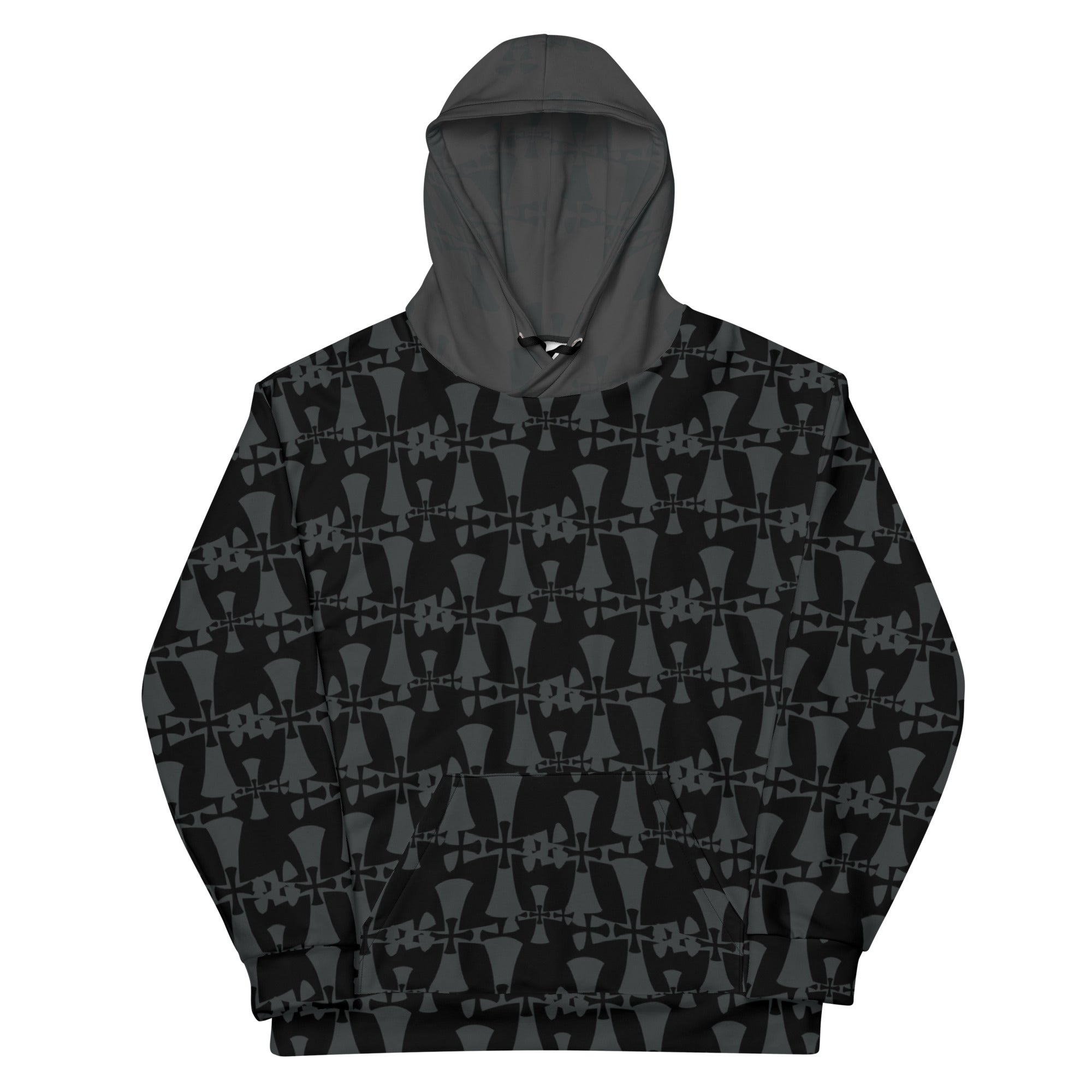 Men's Recycled Premium Black-Gray Hoodie-Allover 3 crusader print