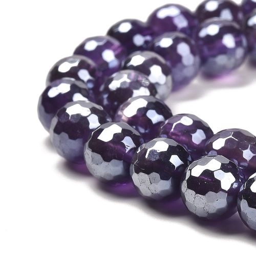 Amethyst Electroplated Faceted Gemstone Beads