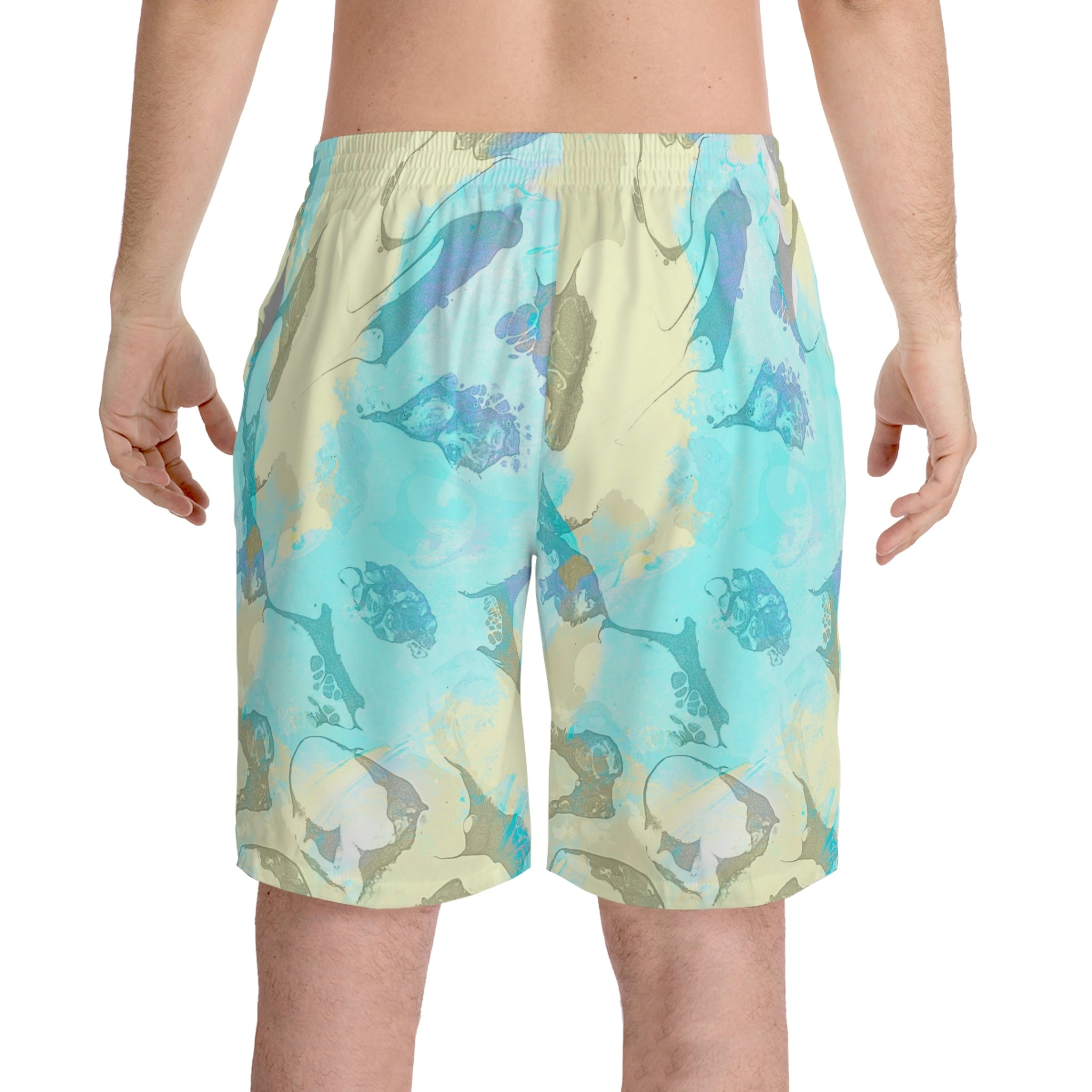 Relaxed fit Men's Elastic Beach Shorts-Sea shells