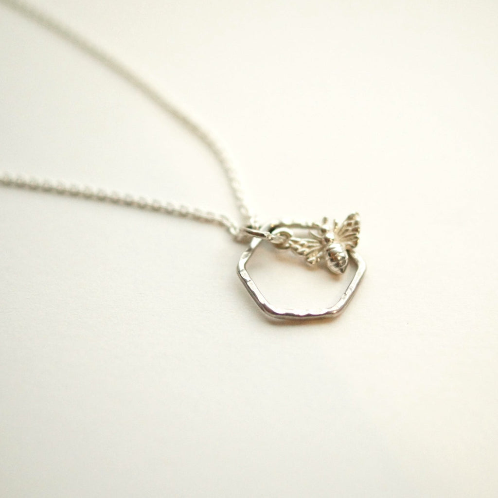 Bee in Hexagon Pendant