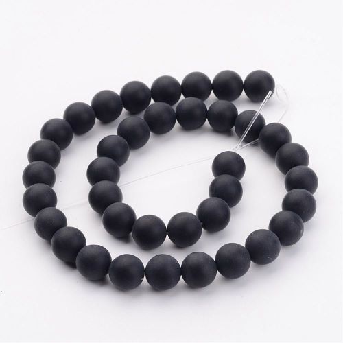 Black Onyx Frosted Gemstone Beads