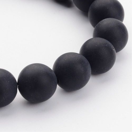 Black Onyx Frosted Gemstone Beads