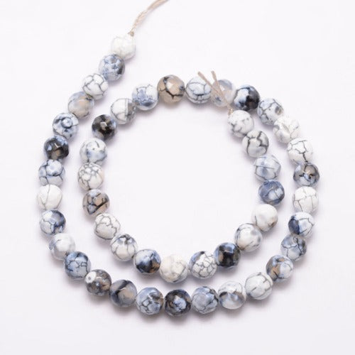 Fire Crackle Agate Faceted Gemstone Bead